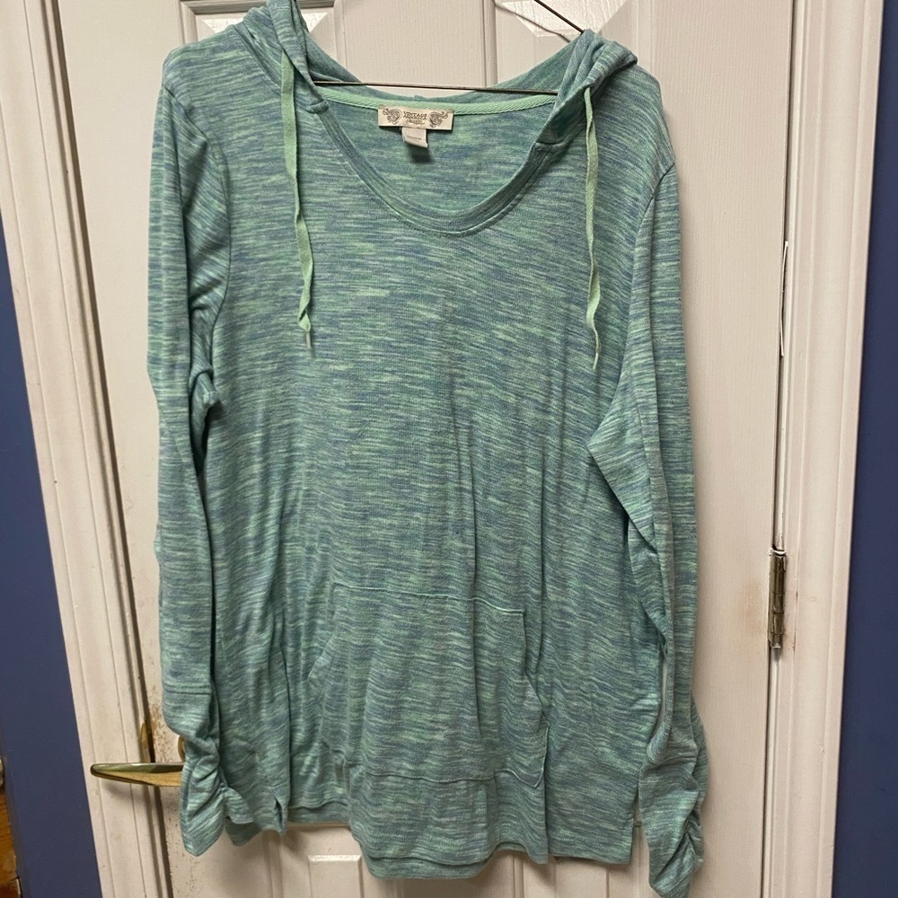 Vintage America Seafoam Green Lightweight Hoodie size L